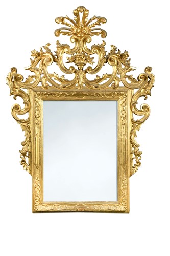 Lot 618 - A Venetian giltwood wall mirror, 18th century