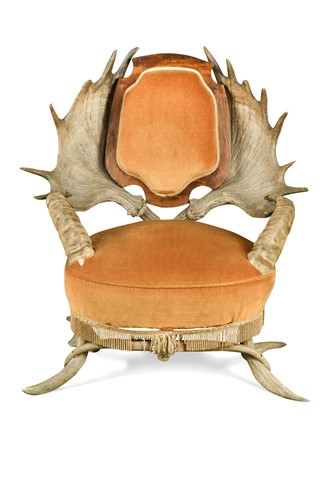 Lot 630 - A stag antler hunting lodge chair, 19th century