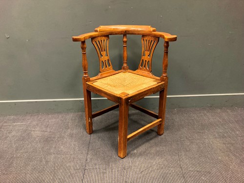 Lot 418 - A fruitwood corner chair, 19th century
