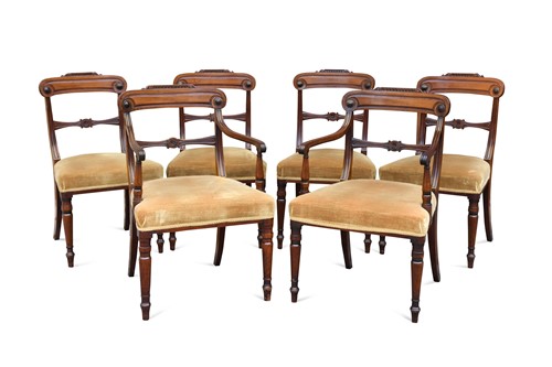 Lot 722 - A set of six Regency mahogany dining chairs