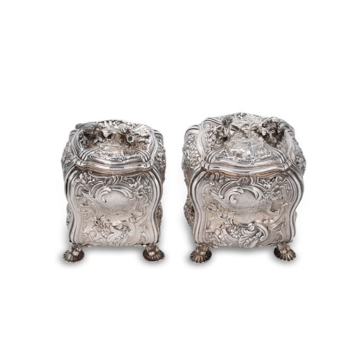 Lot 341 - A George II silver tea caddy and matching sugar box