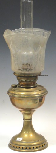 Lot 49 - A Victorian brass gas light with chimney and...