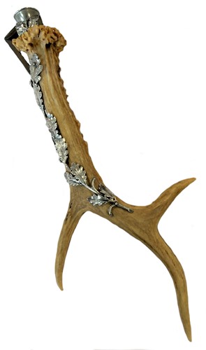 Lot 271 - A late 19th century Austro-Hungarian metalwares silver and antler cigar cutter