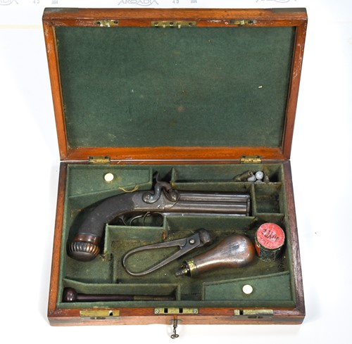 Lot 437 - Williams & Powell, Liverpool, an over-and-under percussion cap belt pistol, mid-19th century