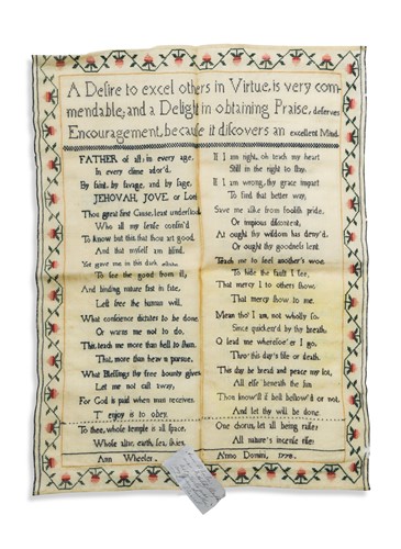 Lot 620 - A George III needlework sampler dated 1778