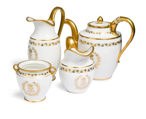 Lot 507 - A Sèvres four-piece coffee service, 19th century