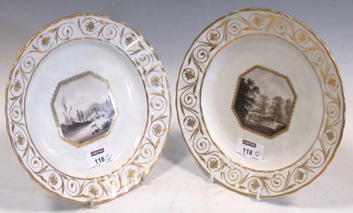 Lot 118 - A pair of Derby plates, circa 1795, painted...
