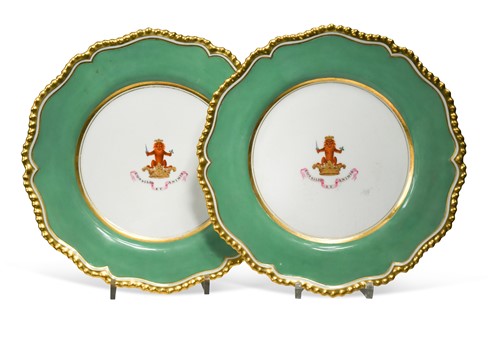 Lot 496 - A pair of Flight Barr & Barr Worcester armorial plates, circa 1830