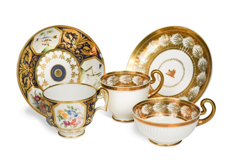 Lot 502 - A Swansea armorial fluted trio, circa 1814 - 16