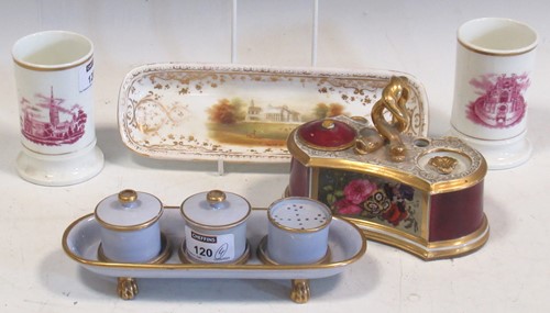 Lot 120 - A Worcester Flight Barr & Barr inkwell, 15cm...