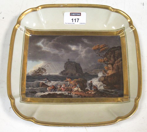 Lot 117 - An English porcelain shaped rectangular dish...