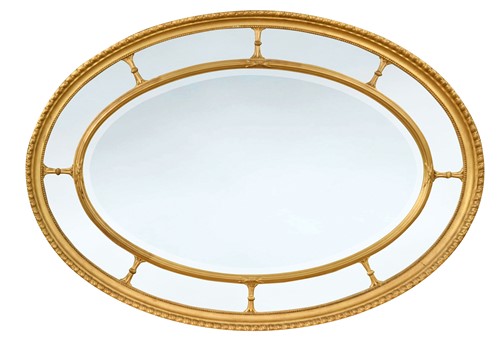 Lot 650 - A George III style giltwood and gesso oval wall mirror, 19th century