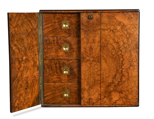 Lot 853 - A burr walnut cigar box, late 19th century