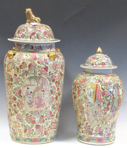 Lot 71 - Two modern Japanese urns with covers, tallest...