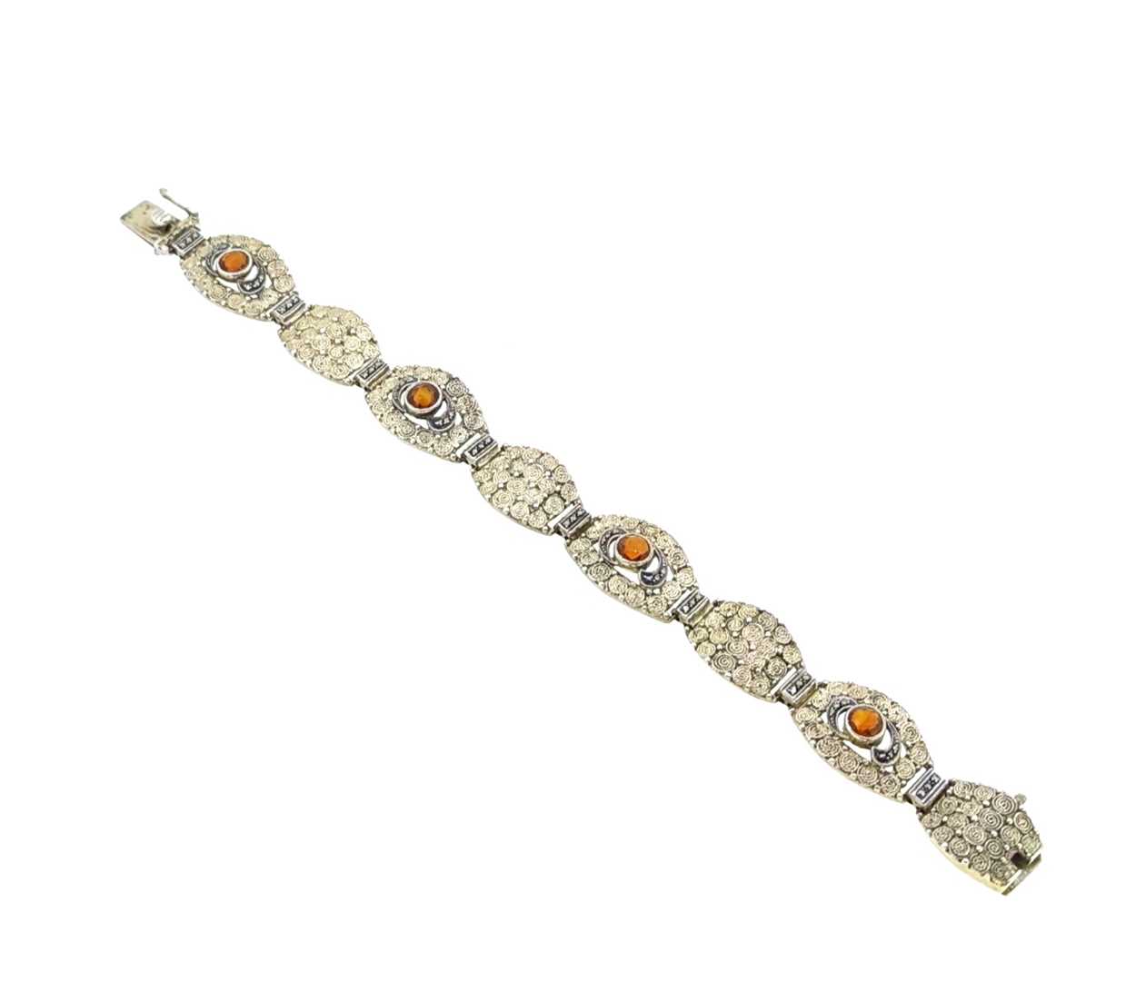 Lot 6 - Theodor Fahrner - An Art Deco citrine and marcasite bracelet