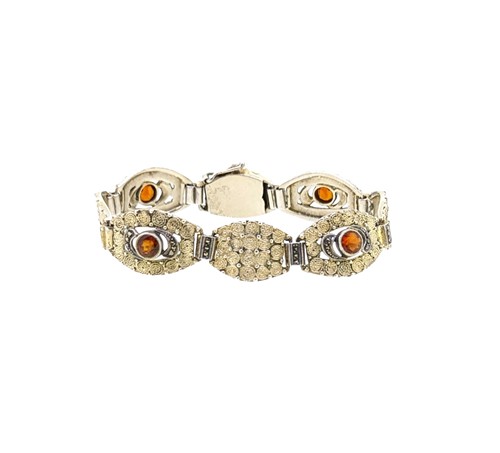 Lot 6 - Theodor Fahrner - An Art Deco citrine and marcasite bracelet