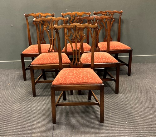 Lot 460 - A set of six George III style mahogany chairs...