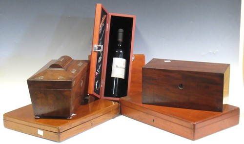 Lot 230 - Mouton Cadet 2011 in gift box; 2 tea caddies...