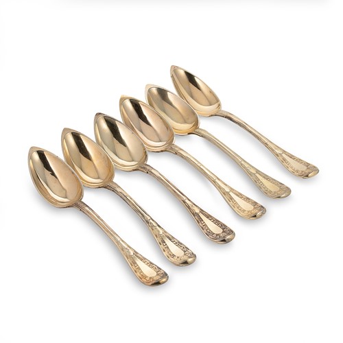 Lot 328 - A set of six early 19th century French metalwares vermeil dessert spoons