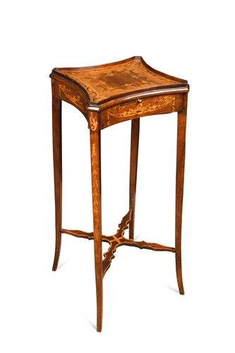 Lot 664 - A mahogany and marquetry urn stand, 19th century