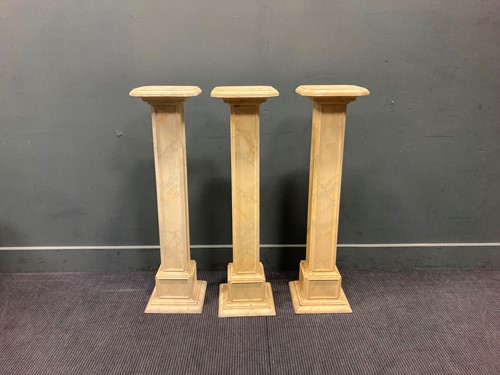 Lot 364 - Three faux marble painted plant stands, 99cm...