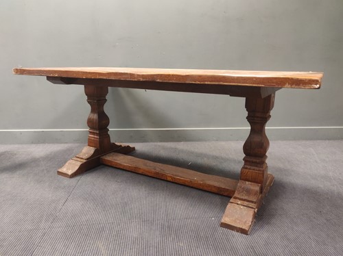 Lot 360 - A 17th century style oak refectory table, 76 x...