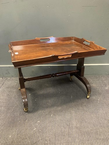 Lot 420 - A small mahogany tray top table, 19th century,...