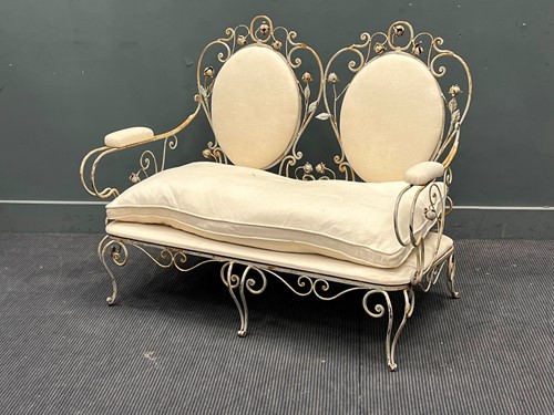 Lot 819 - A French metal two-seater sofa 96cm x 118cms x...