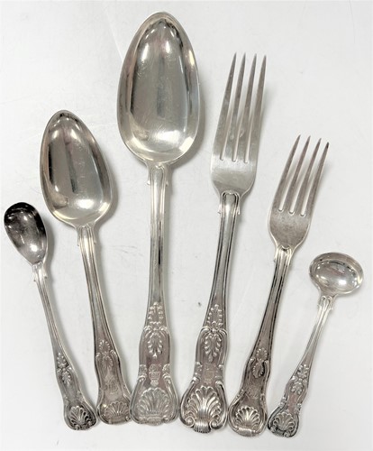 Lot 362 - A 39-piece harlequin set of 19th century silver flatware