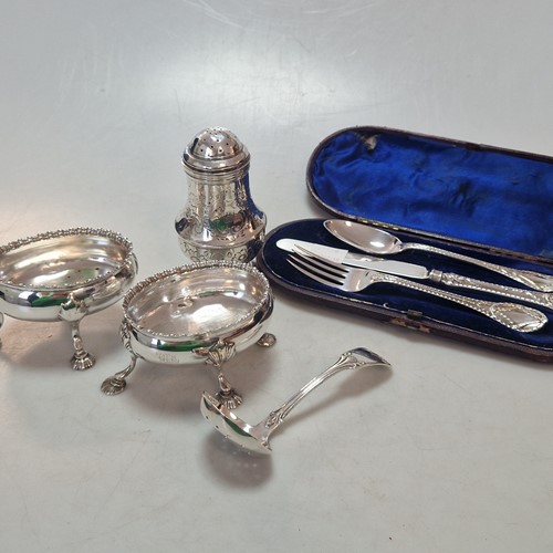 Lot 202 - A silver caster, together with two silver...