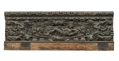 Lot 550 - An Italian carved walnut cassone panel, 16th century