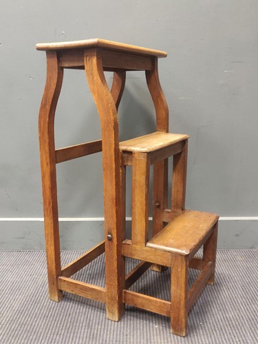 Lot 413 - A set of folding library steps, 82 x 44 x 27cm,...