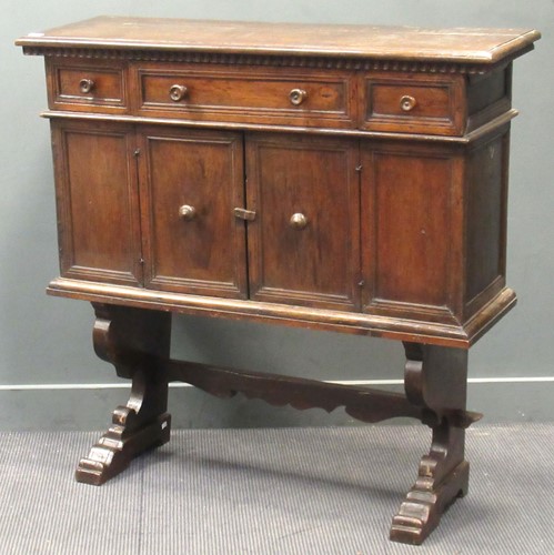 Lot 443 - A 17th century and later Spanish walnut chest...
