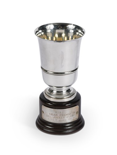 Lot 81 - A S.I.R.E Gran Premio del Jockey Club continental silver trophy cup, awarded to Frankie Dettori