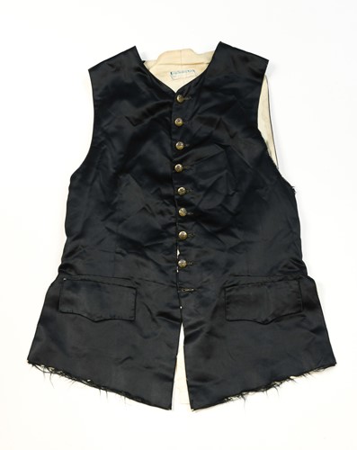 Lot 138 - A black satin waistcoat from the MGM wardrobe of David Niven