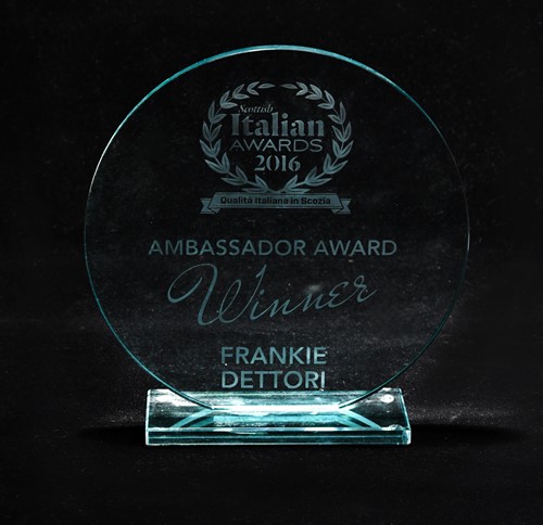 Lot 23 - A cut glass trophy for the 2016 Scottish Italian Awards, awarded to Frankie Dettori