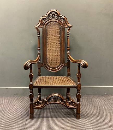 Lot 432 - A William and Mary style walnut armchair with...