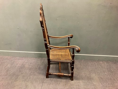 Lot 432 - A William and Mary style walnut armchair with...
