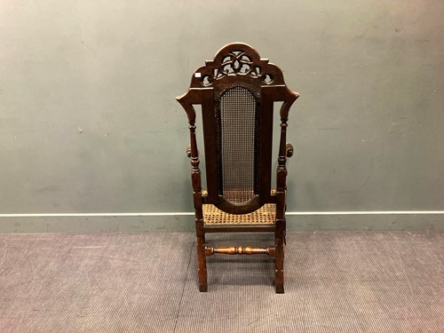 Lot 432 - A William and Mary style walnut armchair with...