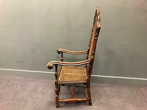 Lot 432 - A William and Mary style walnut armchair with...
