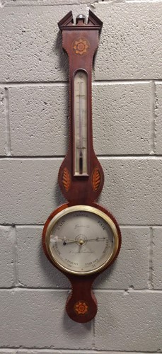 Lot 455 - A 19th century mahogany banjo barometer with...