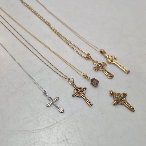 Lot 182 - six pendants, five with chains all hallmarked...