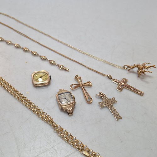 Lot 181 - two watch cases, two cross pendants tested as...