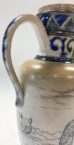 Lot 23 - Hannah Barlow for Doulton Lambeth, a stoneware ewer, 1882