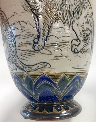 Lot 23 - Hannah Barlow for Doulton Lambeth, a stoneware ewer, 1882