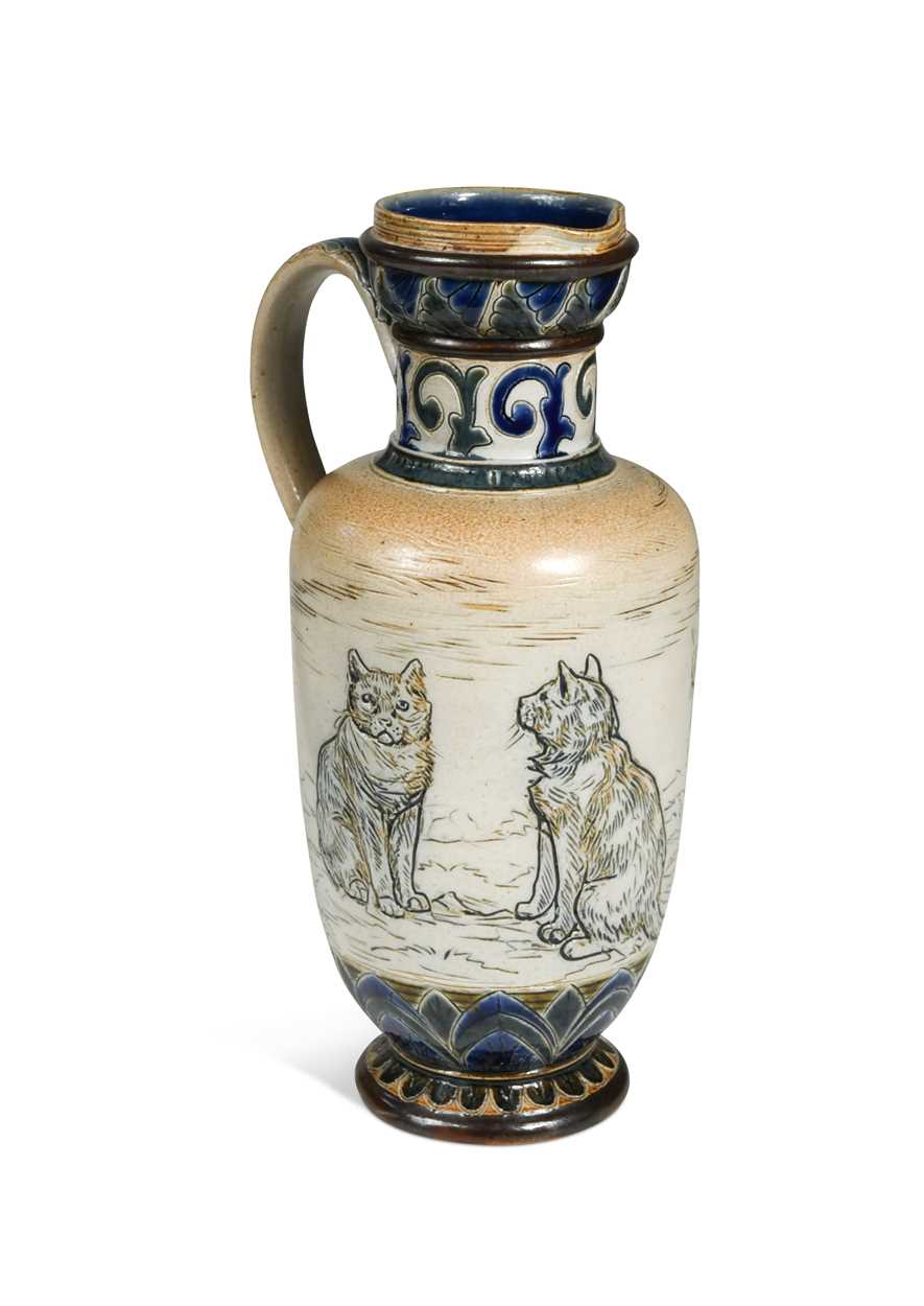 Lot 23 - Hannah Barlow for Doulton Lambeth, a stoneware ewer, 1882