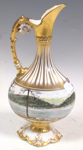 Lot 44 - A Kedleston shaped ewer, painted by John...