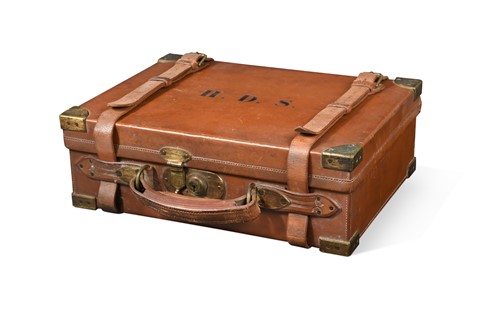 Lot 301 - Charles Hellis & Sons, a brass-bound oak and leather cartridge magazine