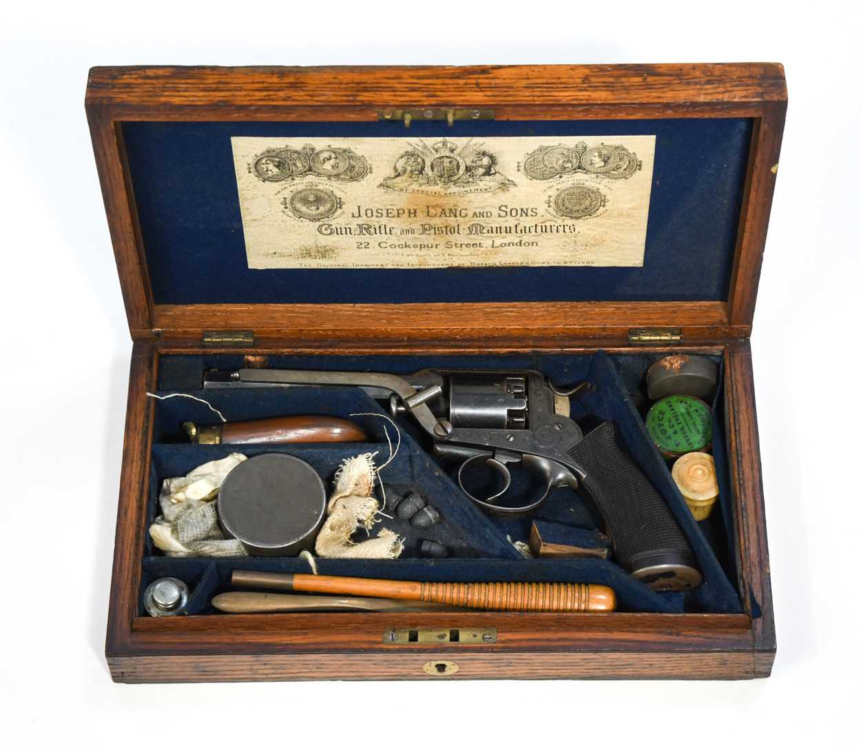 Lot 438 - A percussion Beaumont-Adams type double-action five-shot revolver, mid-19th century