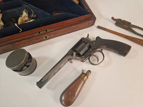 Lot 438 - A percussion Beaumont-Adams type double-action five-shot revolver, mid-19th century